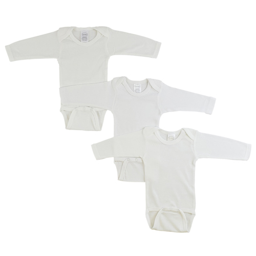 Bambini Boy’s Long Sleeve White Onezie 3 Pack